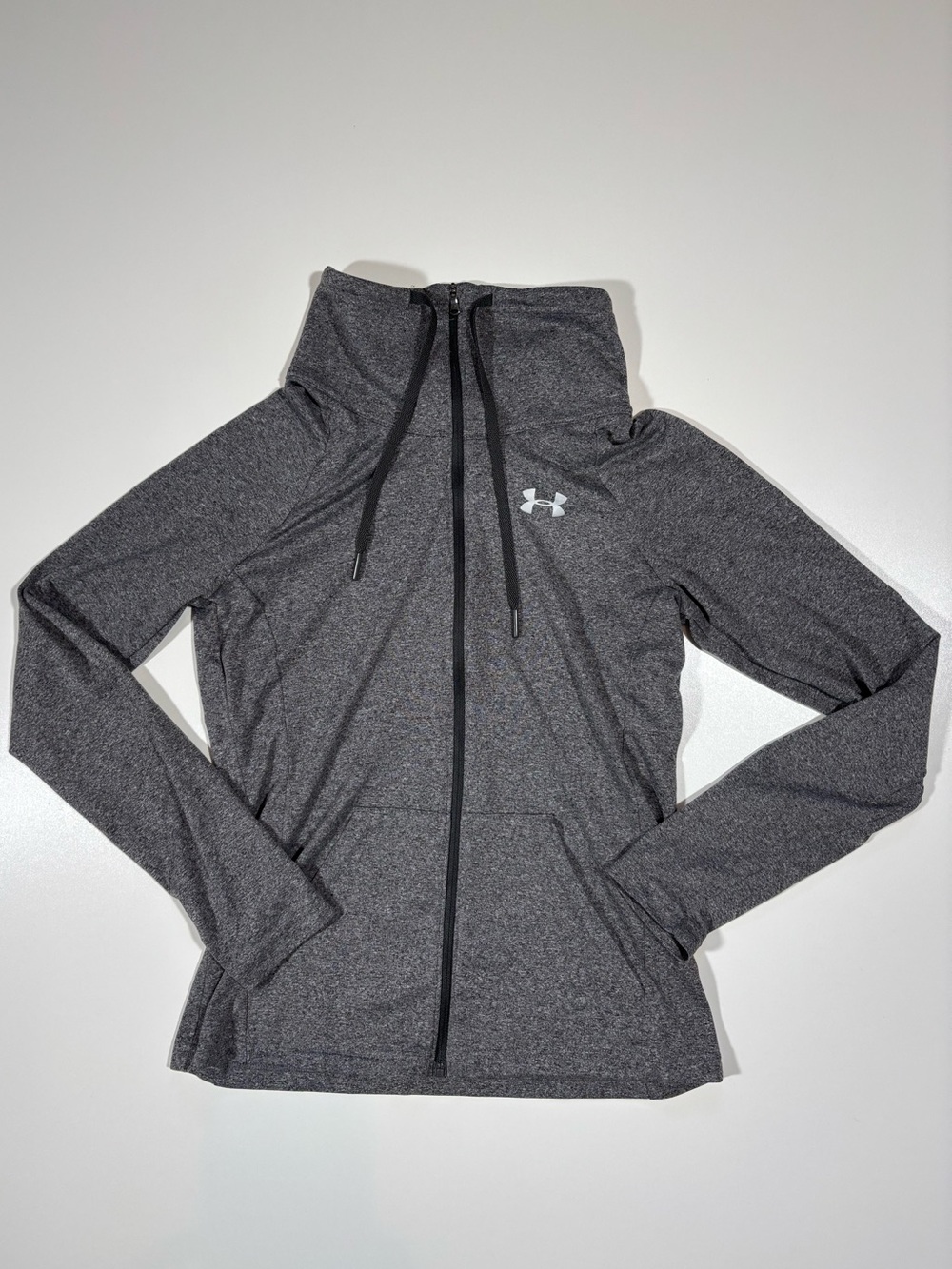 Under Armour Women’s Full Zip Athletic Jacket Funnel Neck Pockets XXS Gray